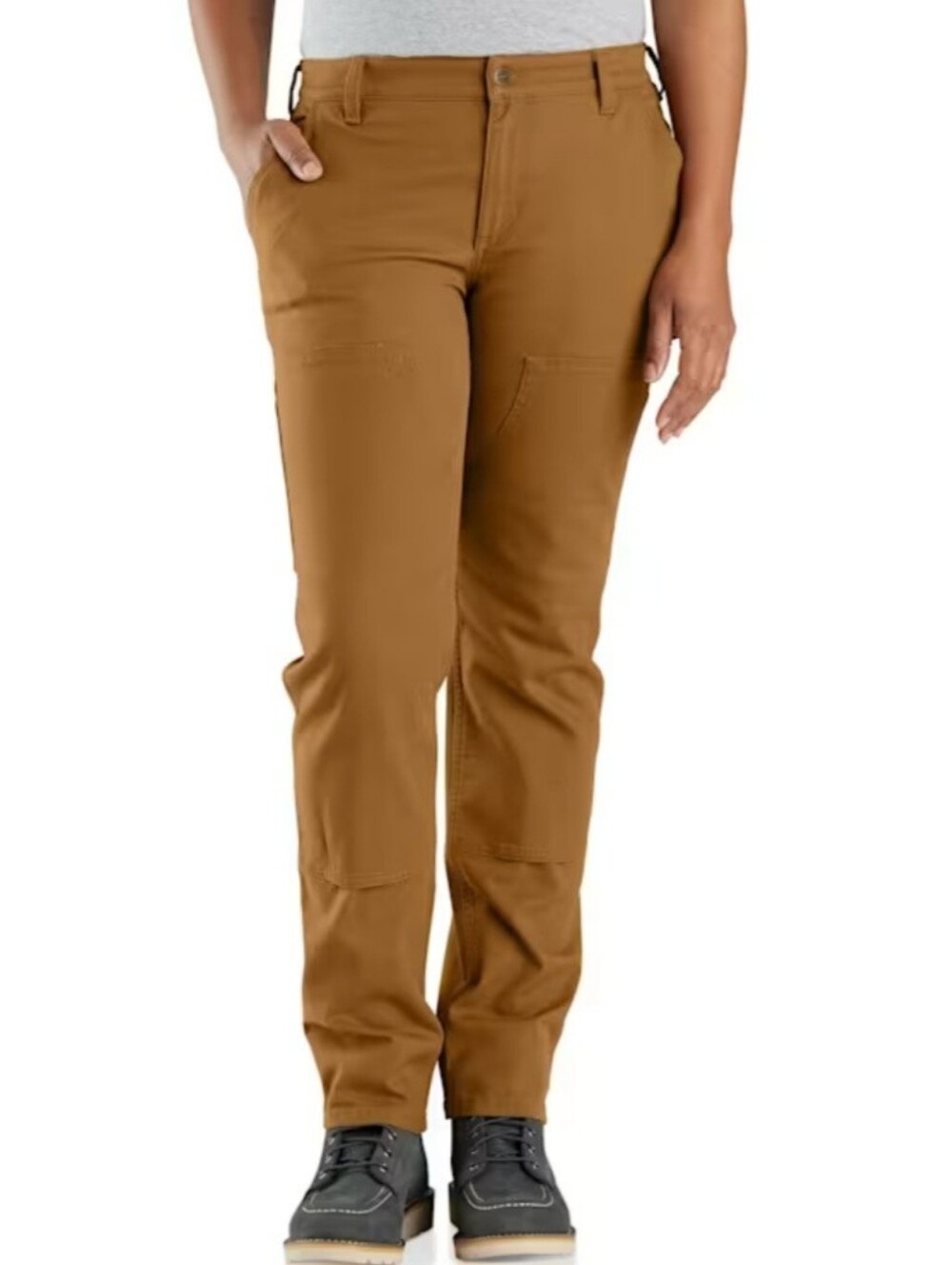 Carhartt Womens Rugged Flex Relaxed-Fit Canvas Double-Front Pants 12 Tall